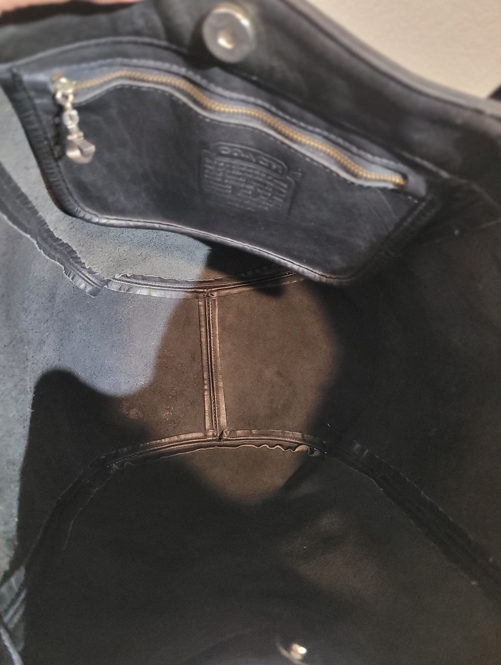 Vintage Coach Black Leather Large Waverly Tote Buckle Adjustable Double Handle - Picture 8 of 14